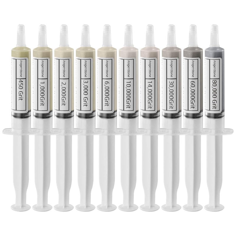 Angerstone 40% Concentration Diamond Polishing Compound Kit of 10 Lapping Compound 80,000 to 450 Grit, Professional Stropping Compound for Metal Jewelry Glass Resin Marble Watch Diamond Paste - Image 1